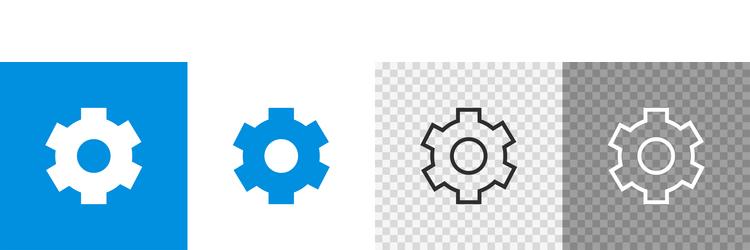 Set setting gear icon in flat style button app vector