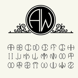 Vintage set capital letters monograms and font Vector Image