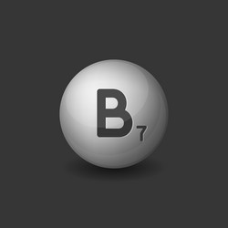 Vitamin b7 silver glossy sphere icon on dark vector