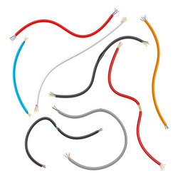 Cables multicolor ripped realistic set electrical vector