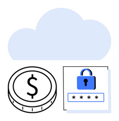 cloud computing with financial security and data vector image