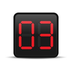 digital countdown display with red number 3 vector image