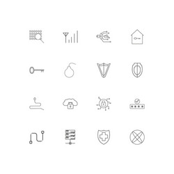 Internet security simple linear icons set vector