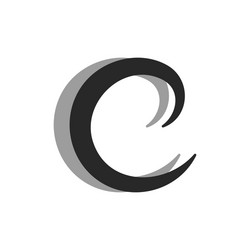 letter c logo monogram with shadow typography vector