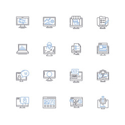 programming technology line icons collection vector