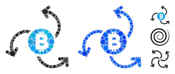 bitcoin source swirl mosaic icon circles vector image