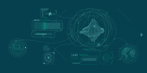 Futuristic geoscience software screen design vector