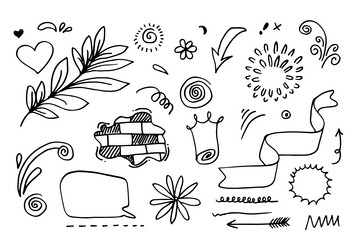 Hand drawn set elements black on white Royalty Free Vector