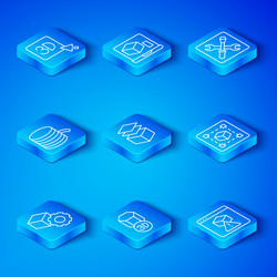 Set line isometric cube layers 3d printer vector