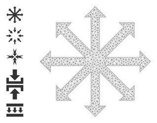 web mesh expand arrows icon with simple pictograms vector image