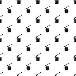 axe stuck in a tree stump pattern simple style vector image