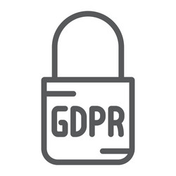 gdpr lock line icon access and secure padlock vector image