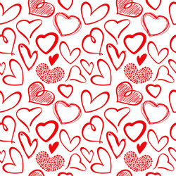 Sketch heart seamless pattern hand drawn red Vector Image