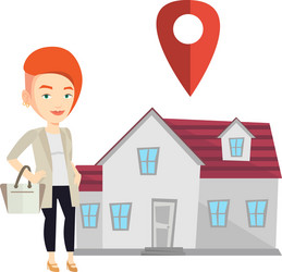 realtor on background of house with map pointer vector image