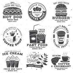 Retro Coffee & Fast Food Badges Vector Image