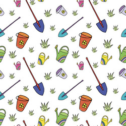 spring pattern doodle background garden vector image