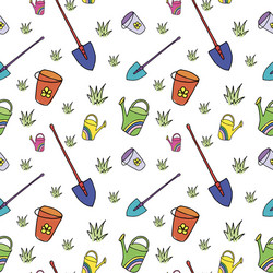 spring pattern doodle background garden vector