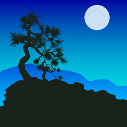 tree on background moon Vector Image