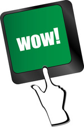 wow button on computer keyboard key vector image
