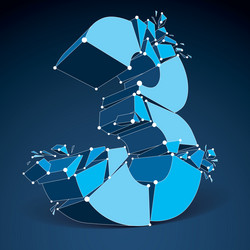 abstract 3d faceted number 3 with connected lines vector image