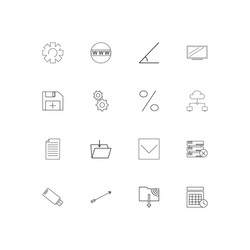 Internet technologies linear thin icons set vector