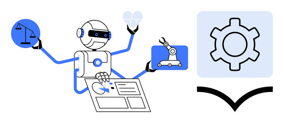 robot juggling law health and automation while vector image