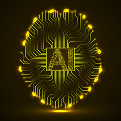 abstract technological brain with artificial vector image
