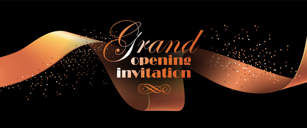 grand opening invitation flyer design with gold vector