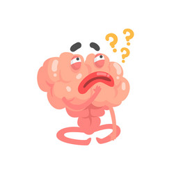 humanized thinking cartoon brain character vector