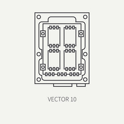 Line flat computer part icon data storage vector