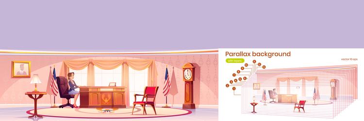 Parallax background with president in oval office vector