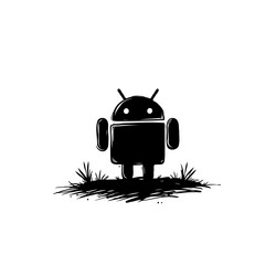 stylized silhouette of an android robot vector image