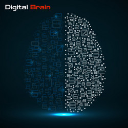 digital brain with numbers artificial vector image