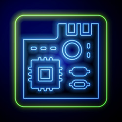 glowing neon electronic computer components vector