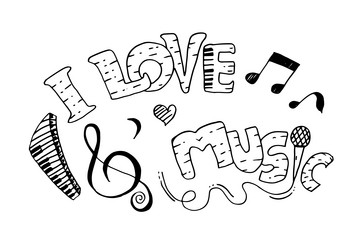 Music background hand drawn set vector