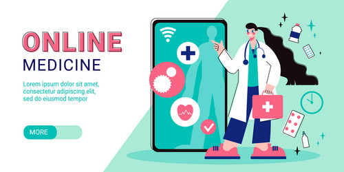 Online medicine horizontal banner vector