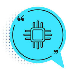 black line computer processor with microcircuits vector image