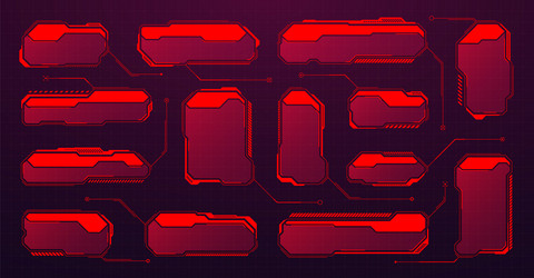 red futuristic hud or ui elements sci-fi user vector image
