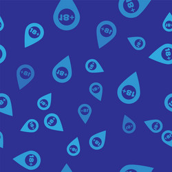 blue map pointer with 18 plus icon isolated vector image
