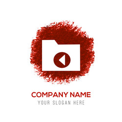computer folder icon - red watercolor circle vector image