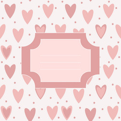 cute unique post card with pink hearts and dots vector