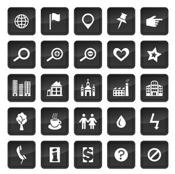 Map icons with dark buttons in background vector