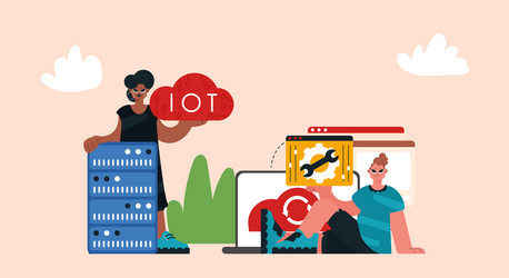 representation of the iot change and back bunch vector image