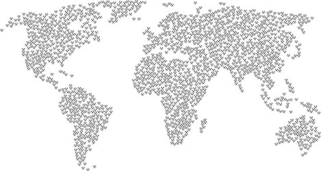worldwide map pattern of mining hammers items vector image