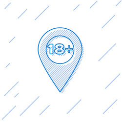 blue line map pointer with 18 plus icon isolated vector image
