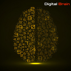 digital brain with numbers artificial vector image