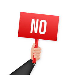 no sign cartoon poster with hand holding placard vector