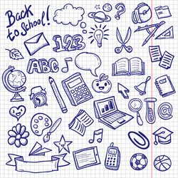 School objects icons collection Royalty Free Vector Image