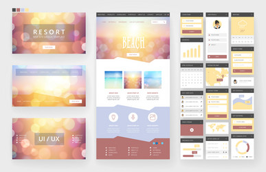 website design template and interface elements vector image