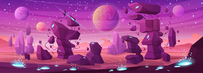 Alien Planet Frozen Landscape Space Background Vector Image